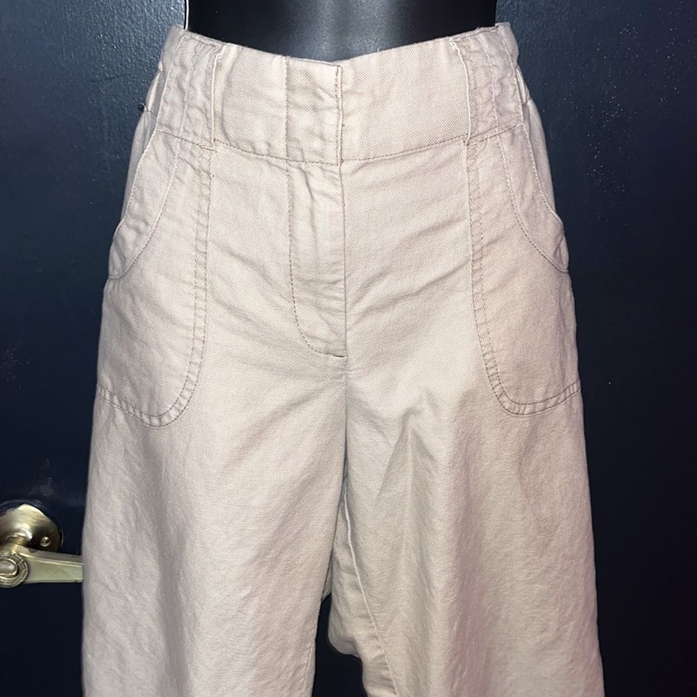 Tommy Hilfiger Linen Cropped Khaki Pants. Wide Leg. Sz 12. Preppy, Normcore